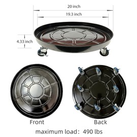 Choclaif Plant Caddy with Wheels, 2 Pack Black Heavy Duty Plant Stand with Universal Wheels, Round Pot Trolley for Indoor Outdoor (20)