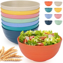 UUGLAM Unbreakable Cereal Bowls Set of 8, 28 Oz Wheat Straw Bowl Sets, Microwave & Dishwasher Safe Bowls for Kitchen, Reusable Plastic Bowl for Soup, Salad, Rice, Snack, BPA Free, Multicolor