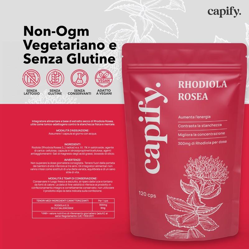 Capify. Rhodiola Rosea - Contro Stanchezza Fisica e Mentale -