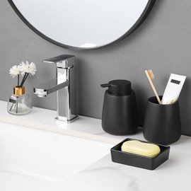 Eyrozia Black Rectangle Soap Dish - Modern Ceramic Hand Soap Holder Bar Soap Holder Soap Tray Soap Saver for Bathroom, Kitchen Sink, Shower, Countertop, Easy to Clean