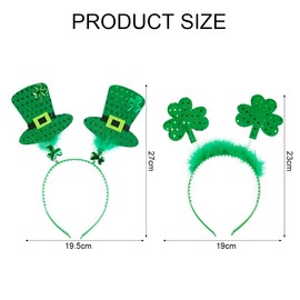O-Kinee St. Patricks Day Headband, Pack of 2, Accessories, Clover Decoration, St. Patricks Day, Headpiece for Party, Carnival, Theme Party Decoration