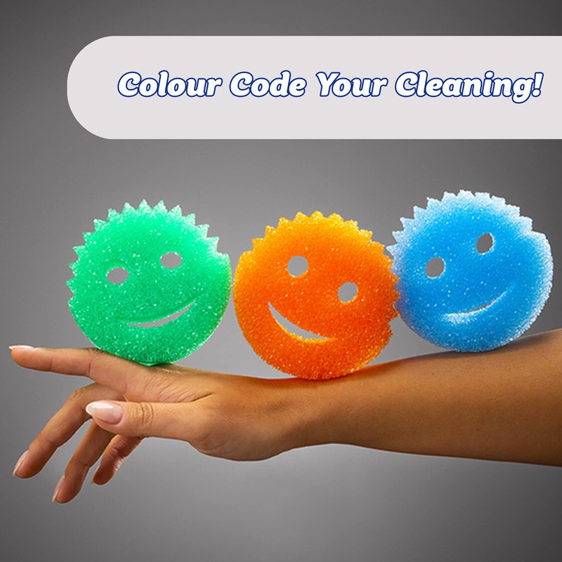 Scrub Daddy Colour Smiley Sponge, Cleaning Sponges, Texture Change, Scratch-Free