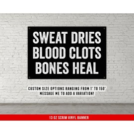 Damdekoli Motivational Fitness Wall Art - Sweat Dries Blood Clots Banner for Home Gym - 80 x 48 Inches