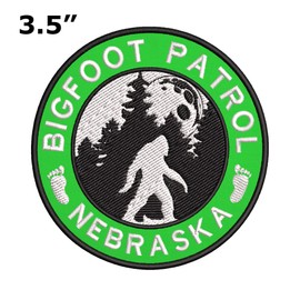 Nebraska Bigfoot Patrol Embroidered Premium Patch DIY Iron-on or Sew-on Decorative Badge EmblemVacation Travel Souvenir X-File Unexplained Mysteries Space Ship UFO Flying Saucer Cryptid Sasquatch