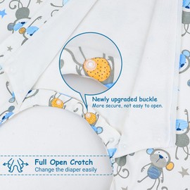 WYTbaby Toddler Sleep Sack with Feet 1.0 Tog 2t-3t, 100% Organic Cotton Sleeveless Wearable Blanket Baby Sleeping Bag White Monkey