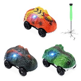 Save Unicorn Tracks Cars only Replacement, Race Cars for Tracks with 3 Flashing LED Lights, Racing Car Track Accessories Glow in The Dark, Compatible with Most Tracks for Kids Boys and Girls(3pack)