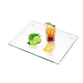 VSAR House Tempered Glass Cutting Board, 16"x 12" Clear Glass Cutting Board for Kitchen Countertop, Glass Board with Non Anti-Slip Feet, Scratch Resistant, Heat and Shatter Resistant, Easy to Clean