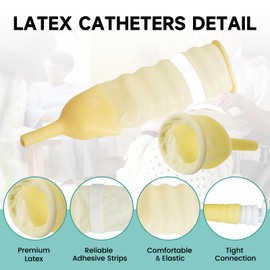 10-Pack Latex External Catheter Set with 2000ml & 1000ml Drainage Bags + 750ml Leg Bag – Leak-Proof, Flexible Fit with Self-Sealing Adhesive for Men (40mm)