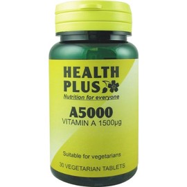 Health Plus A5000 : Vitamin A Supplement : 30 Tablets, in a 99% Recycled Pot