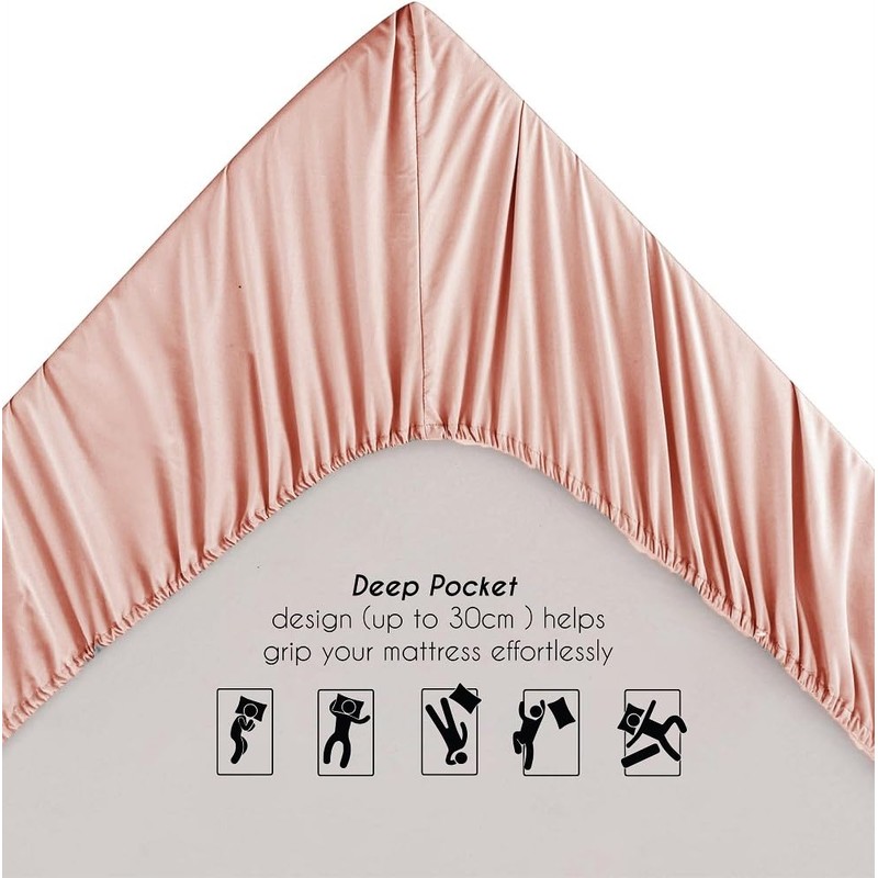 EV Dekor®MF123 Fitted Sheet King, Pink - Deep Pocket Bedsheet