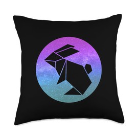 Rabbit Bunny Origami Galaxy Aesthetic Retro Rabbit Bunny Origami Galaxy Vaporwave Aesthetic Retro Throw Pillow, 18x18, Multicolor