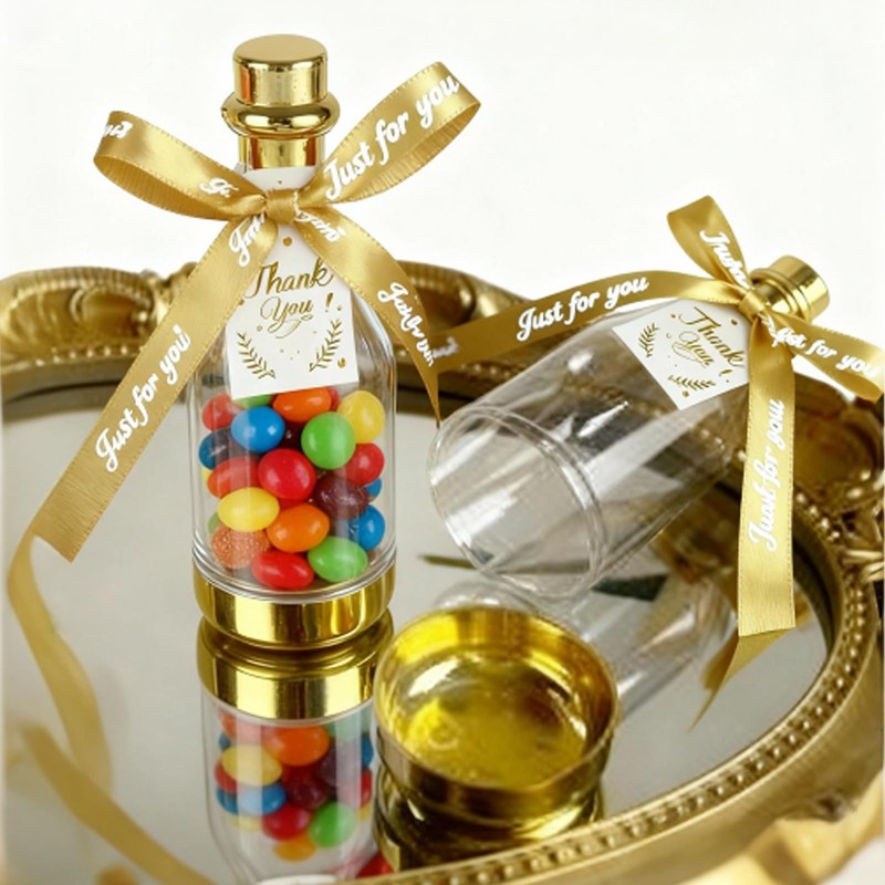 LOLYSIC 36PCS Mini Champagne Bottle Candy Container Shaped Jars Gold
