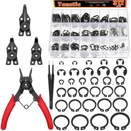 Tanstic 310Pcs C-Clip External Retaining Rings Snap Rings Assortment Kit(M4-M28) + E-Clip E Clip Assortment(1.5mm-10mm) with Snap Ring Pliers and Tweezers