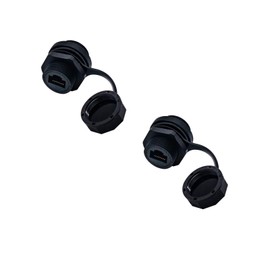 RJ45 Shielded Industrial Dual Panel Mount Female to Female Coupler Panel Mount Waterproof Connector Combo with Cap Network Connectors Cat5/5e/6 8P8C Connector Waterproof Cover (2 Pack, Black)