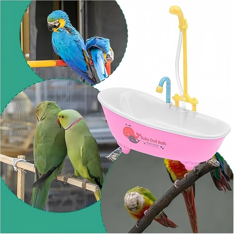 Wzenclave Automatic Bird Bathtub, Parrot Automatic Bathtub with Shower, Multifunctional