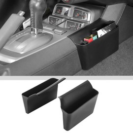 JWWY Gear Shift Shifter Storage Box Tray Organizer Compartment Fit for 2010-2015 Chevy Camaro Interior Accessories Black 2PCS