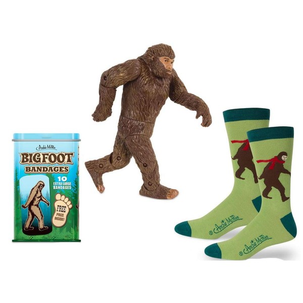Bigfoot Gag Gift Trio - Bigfoot Action Figure, Socks, and Bandages - Perfect for The Bigfoot Lover in Your Life!