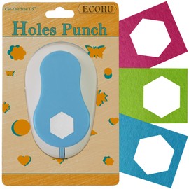 ECOHU Hexagon Punch for Paper Crafts, Size 1.3-Inch, Hexagon Hole Cutter, Hexagon Shape for Greeting Card Making, Handmade Scrapbooking, DIY Arts