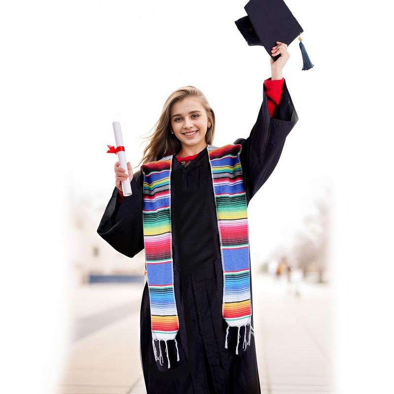 Jmkcoz Mexican Graduation Stole Sash Mexican Serape Scarf Colorful Graduation
