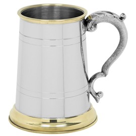 English Pewter Company 1 Pint Pewter Tankard with Brass Details [EP049]