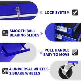 5-Drawer Rolling Tool Cart, Rolling Tool Box on Wheels, Lockable Home Repair Tool Storage Organizer, Tool Chest Cabinet for Mechanic, Garage