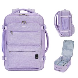 WANDF Hand Luggage Backpack 55 x 40 x 20 cm / 45 x 36 x 20 cm for Easyjet Airlines, Underseat Travel Hand Luggage Backpack with Wet Compartment, 17 Inch Laptop Backpack for Men and Women, purple 32l