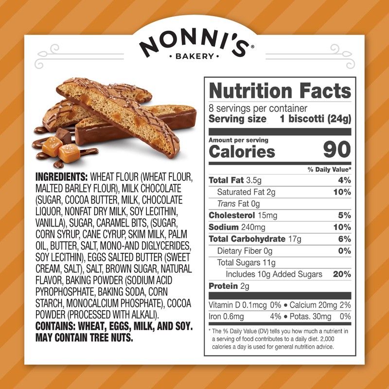 Nonni's Salted Caramel Biscotti Italian Cookies - 6 Boxes -