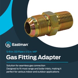 Eastman 5/8 Inch OD Flare x 1/2 Inch MIP Gas Fitting Adapter for Natural Gas and Liquid Propane, Zinc Plated Steel, 62730B