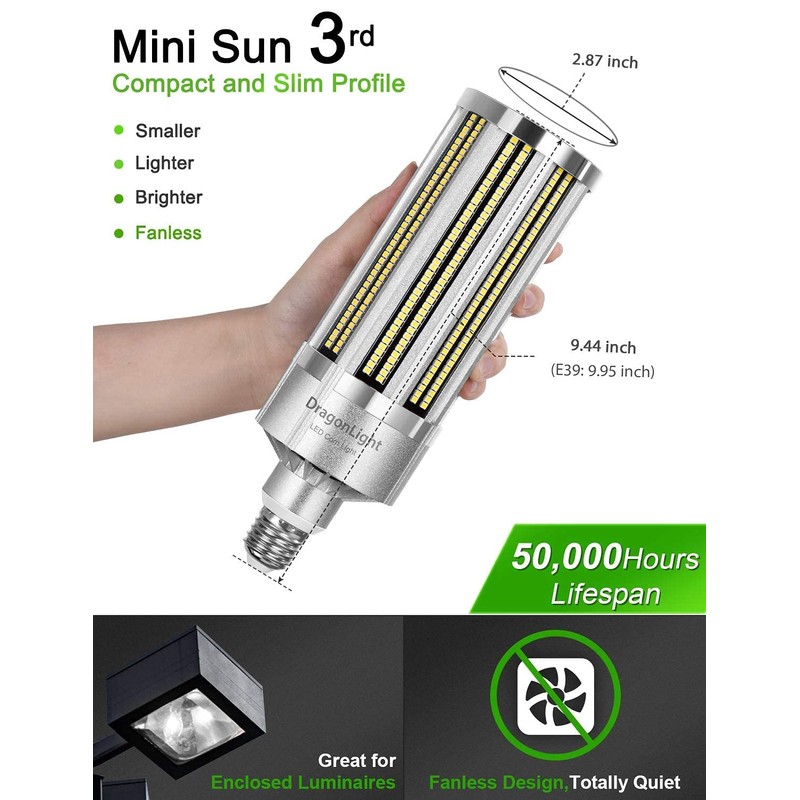DragonLight 120W Commercial Grade Corn LED Light Bulb Fanless (400