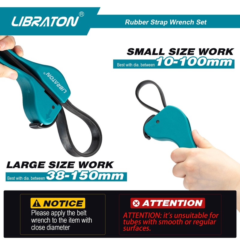 LIBRATON Strap Wrench 2-piece Multifunctional Adjustable Wrench Tools Oil Filter,