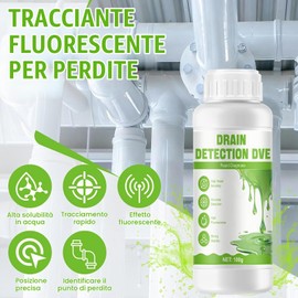 AllisWay Fluoresceina, Tracciante per Perdite Acqua, Rilevatore Perdite Piscina,Localizzazione Precisa, Adatto per Piscine, Tubature, Abitazioni, Elevata Solubilità in Acqua, Rilevamento Perdite, 100g