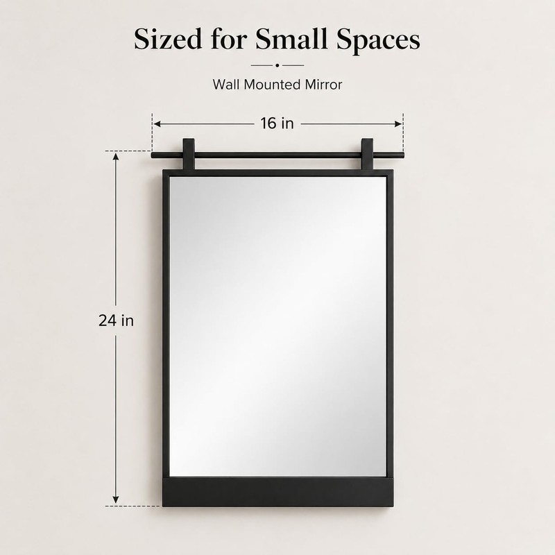 Black Farmhouse Bathroom Mirror - 16" x 24" Wall Mounted