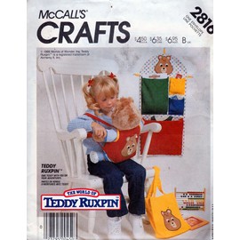 Vintage McCall's Crafts 2816;1986; Teddy Ruxpin Accessory Package.