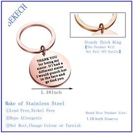 BEKECH Best Friend Keychain Sister Gift Thanks for Being My Sister Keychain Friendship Jewelry BFF Birthday Gift Soul Sister Gift for Her (rose gold)