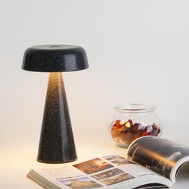 WEILAILUX Cordless Mushroom Lamp Rechargeable, Portable Battery Operated Table Lamp Waterproof, Touch Dimmable Night Light for Bedroom/Patio/Dinning/Outdoor (Gypsophila Black)