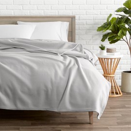 Bare Home Polar Fleece Blanket - Full/Queen Blanket - Warm & Cozy - Premium Fleece Blanket - Blanket for Bed, Sofa, Camping, Travel and Cold Nights - Lightweight Blanket (Full/Queen, Light Grey)