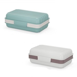2pcs Plastic Soap Dish, Soap Dish with Lid, Travel Soap Container with Lid, Bathroom Soap Holder,Soap Container. Suitable for Bathroom, Shower, Outdoor Hiking Camping(Gray+Fog Blue).