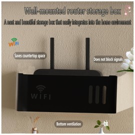 Wall Router Storage Box White WLAN Box Router Shelf TV Cable Hide Box Router Cable Organiser Box WiFi Router Storage Box (Colour: Black)