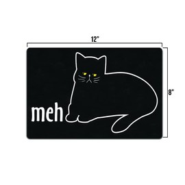 Meh Cat 12 X 8 Metal Tin Sign Décor Lazy Animal Lover Farmhouse Cute Bedtime Grumpy Veg Vegan Organic Love Vegetarian Unicorn Friend Friendly Family Over Weight Plump Sleepy I Hate People Sleeping
