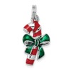 Precious Accents Sterling Silver Rhodium-plated Enamel Candy Cane Charm