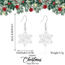 XGALBLA Christmas Winter Snowflake Dangle Earrings for Women, Stainless steel Christmas Snowflake Earrings Jewellery Gifts(Style 1)