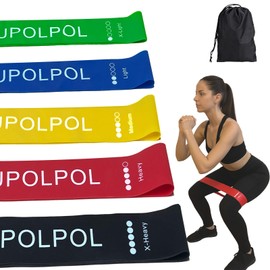 QUPOLPOL Resistance Bands Set – 5 Levels Natural Latex Loop Exercise Bands for Glutes, Legs & Arms – Durable Elastic Workout Bands with Carry Bag for Home, Gym, Yoga, Pilates & Rehab
