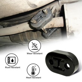 Car Exhaust Hanger, 4PCS Rubber Insulator Bushing Mount, 2 Holes 0.47 Inch (12mm), High-Density Tailpipe Damping Hanger,Auto Muffler Shock Absorbent Bracket Mount,Universal Fit (Black)