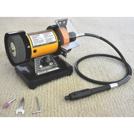 TruePower 199 Mini Multi Purpose Bench Grinder and Polisher with Flexible Shaft, Tool Rest and Safety Guard, 3-Inch