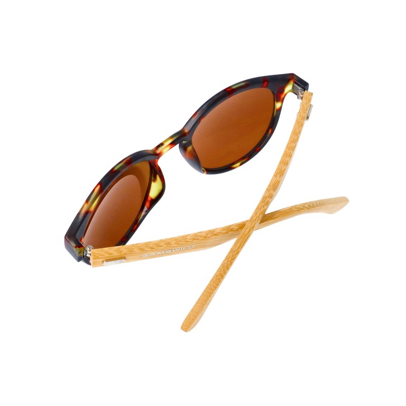 Gamswild WM1228 Sunglasses Bamboo Fashion Glasses Women Men Red Brown