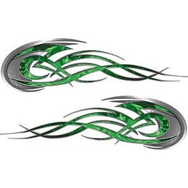 Weston Ink Reflective Tribal Flames Motorcycle Tank Decal Kit in Green Inferno
