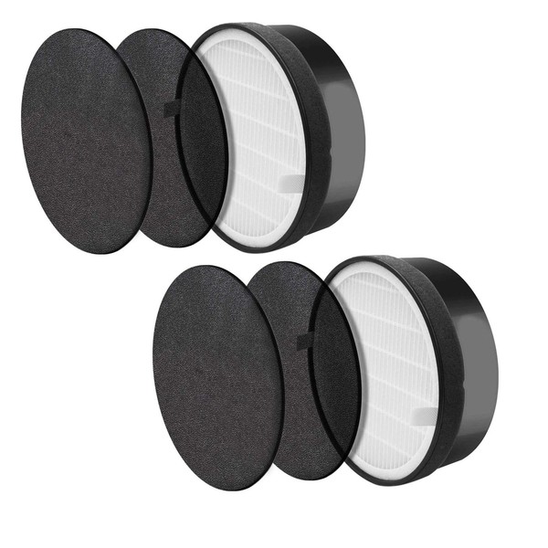 PUREBURG 2-Pack Replacement 2 HEPA Air Filters and 4 Activated Carbon Pre-Filters Compatible with Levoit LV-H132 Air Purifiers Replaces Part LV-H132-RF