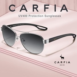 CARFIA Polarized Sunglasses for Women UV Protection Ultra-Lightweight Comfort Metal Frame Driving Glasses CA3210