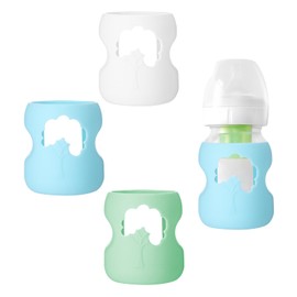 3 Pcs Colorful Silicone Sleeve for Dr.Brown Bottles, Silicone Bottles Sleeve Compatible with Dr.Brown Wide Neck Bottles, Dishwasher-Safe BPA Free, for 5 Oz (White Green Blue)