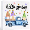 Spring Decor Farmhouse Hello Spring Wood Sign Spring Gnomes Decorations